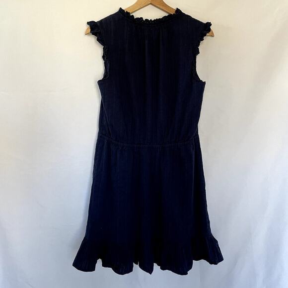 Draper James navy blue flutter sleeve v-neck sundress drawstring waist cotton M - Picture 8 of 8